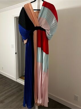 L'ATISTE Colorblock Dress in Blue, Red, Pink, Peach & Mint